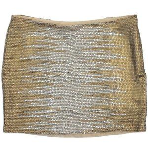 $350 Haute Hippie Gold Silver Sequin Mini Skirt S